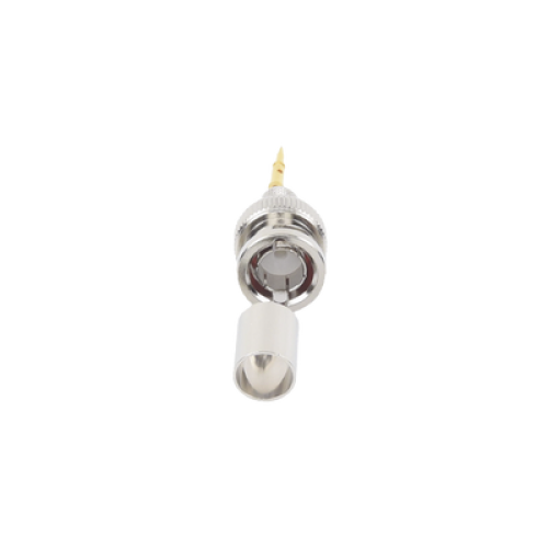 Conector BNC Macho de Anillo Plegable para Cable Belden 8281 tipo RG-59/U, Níquel/ Oro/ Delrin.