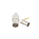 Conector BNC Hembra, 75 Ohm, Anillo Plegable, para RG-59/U, Níquel/ Oro/ Delrin.