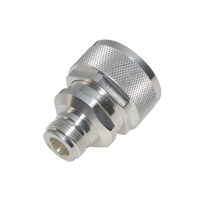 Adaptador en Línea de Conector DIN 7-16 Macho a N Hembra, Plata/ Plata/ Teflón. Adaptador en Línea de Conector DIN 7-16 Macho a N Hembra, Plata/ Plata/ Teflón.