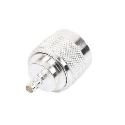Conector Coaxial N Macho de Anillo Plegable para Cable RG-142/U, Plata/ Oro/ Teflón.