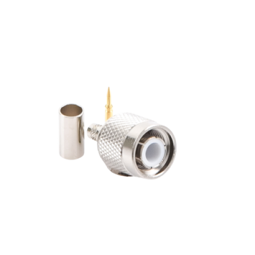Conector TNC Macho de Anillo Plegable para Cables RG-58/U, RG-142/U, LMR-195, Níquel/ Oro/ Teflón.