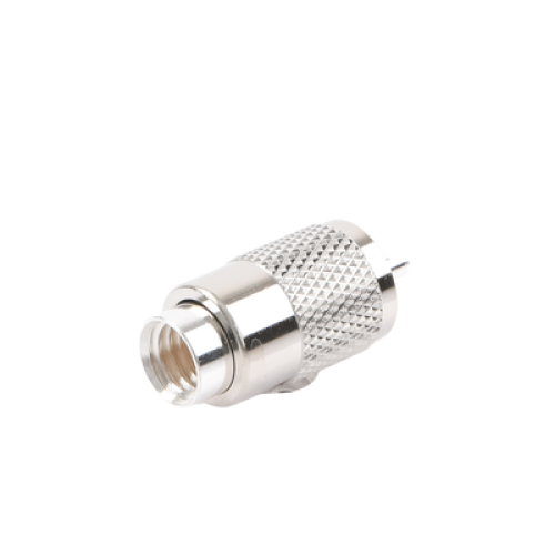 Conector UHF Macho (PL-259) para cables LP-400, RG-8/U, RG-8U-SYS, 8237, 8267, 8268, 9913, CTN-400, 7810, 8214, 7810A, RFLASH-1113, LMR-400, Plata (Concha-Níquel)/ Plata/ D.A.P. (Fibra Sintética)