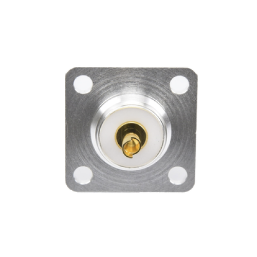  Conector UHF Hembra (SO-239) para Montaje de Chasis con 4 Hoyos a 18 mm, Terminal Soldable, Plata/ Oro/ Teflón.