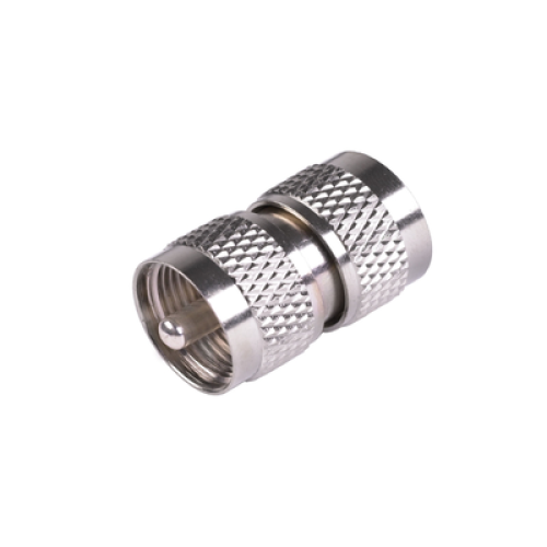 Adaptador Barril en Línea, de Conector UHF Macho (PL-259) a UHF Macho (PL-259), Níquel/ Plata/ Teflón. Adaptador Barril en Línea, de Conector UHF Macho (PL-259) a UHF Macho (PL-259), Níquel/ Plata/ Teflón.