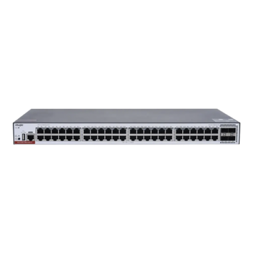 RG-CS83-48GT4XS-PD Switch Administrable Capa 3 PoE con 48 puertos Gigabit 802.3af/at + 4 SFP+ para fibra 10Gb, hasta 1,480 watts, gestión gratuita desde la nube.