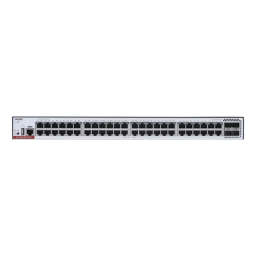 RG-CS83-48GT4XS-PD Switch Administrable Capa 3 PoE con 48 puertos Gigabit 802.3af/at + 4 SFP+ para fibra 10Gb, hasta 1,480 watts, gestión gratuita desde la nube.
