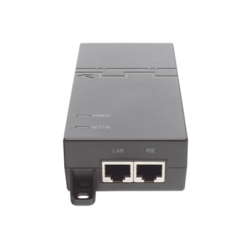 Inyector PoE estándar 30 watts, Compatible Multi-marcas, Detección Inteligente Anti Accidentes (802.3at / Gigabit)