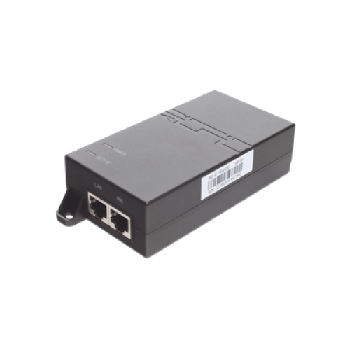 Inyector PoE estándar 30 watts, Compatible Multi-marcas, Detección Inteligente Anti Accidentes (802.3at / Gigabit)
