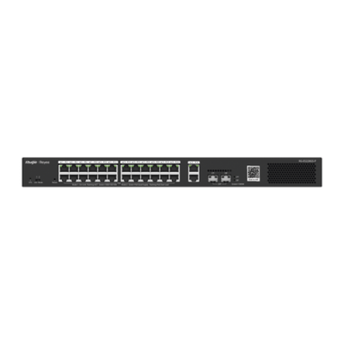 Switch Smart PoE con 24 puertos Gigabit PoE 802.3af/at + 2 SFP para fibra 1Gb, gestión gratuita desde la nube, 370w