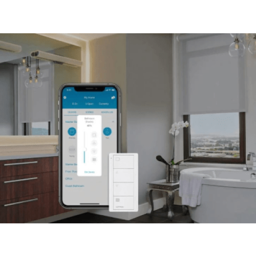 Persianas Roller Triathlon Lutron a baterías e inalámbricas.