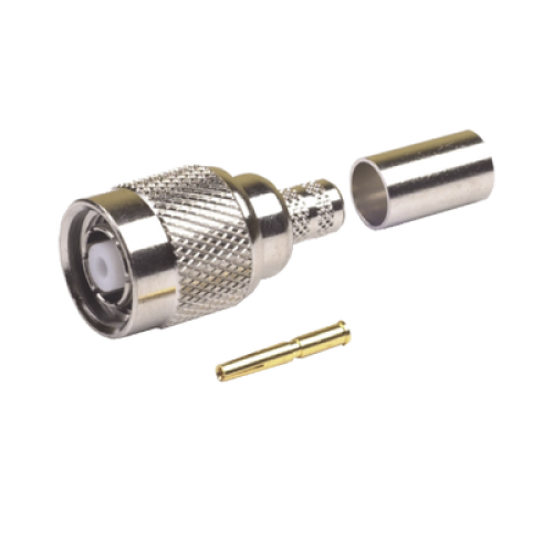 Conector TNC Macho Inverso de Anillo Plegable para Cables LMR-240, RG-8/X, Níquel/ Oro/ Teflón.