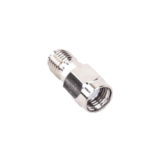 Adaptador en Línea de Conector SMA Macho Inverso a SMA Hembra, Níquel/ Oro/ Teflón.