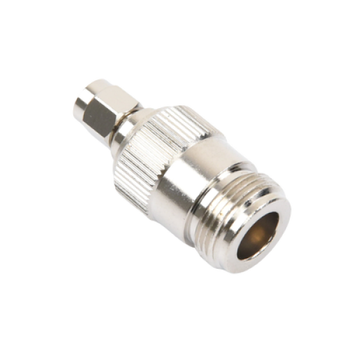 Adaptador en Línea, de Conector SMA Macho Inverso a N Hembra, Níquel/ Oro/ Teflón.