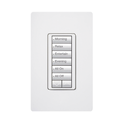 (RadioRA2) Teclado Seetouch Hibrido 6 botones, 2 botones subir/bajar, programe escenas diferentes en cada botón,puede instalarse en un interruptor de luz.