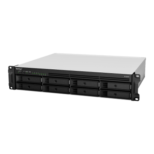 Servidor de Almacenamiento en Red Synology RackStation RS1221RP+ | 8 Bahías | Expandible a 12 Bahías | CPU AMD Ryzen V1500B | 4 GB DDR4 ECC | RAID Soportado | 10/25GbE | Virtualización Certificada | Protección de Datos Integral