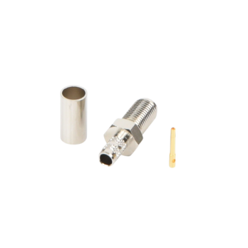 Conector SMA Hembra de Anillo Plegable para Cable RG-58/U, Niquel/ Oro / Teflón.