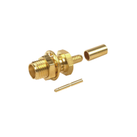 Conector SMA Hembra para Chasis en D Plano, Anillo Plegable para cable RG-174/U, Oro/ Oro/ Teflón. Conector SMA Hembra para Chasis en D Plano, Anillo Plegable para cable RG-174/U, Oro/ Oro/ Teflón.