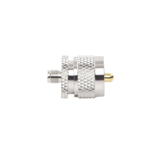 Adaptador en Línea de Conector SMA Hembra a UHF Macho (PL-259), Níquel/ Oro/ Teflón.