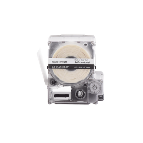 Casete de 200 Etiquetas Autolaminadas de 12.7 x 31.8 mm (0.5 x 1.25 pulgadas), para Cables de 3.1 a 7 mm (0.12 a 0.28 pulgadas) de Diámetro, Área de Impresión Color Blanco