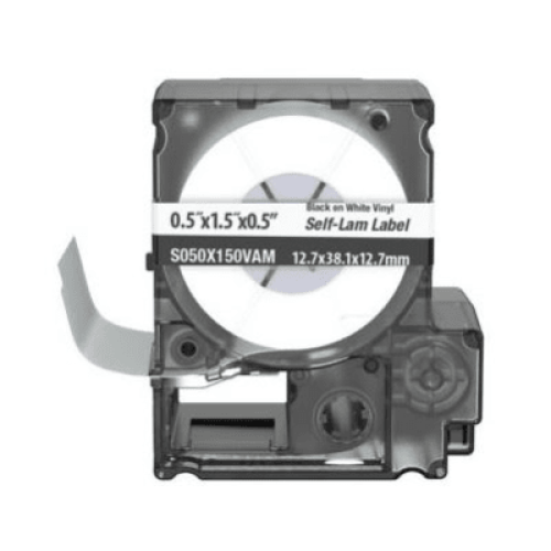 Casete de 175 Etiquetas Autolaminadas de 12.7 x 38.1 mm (0.5 x 1.5 pulgadas), para Cables de 4 a 8.1 mm (0.16 a 0.32 pulgadas) de Diámetro, Área de Impresión Color Blanco
