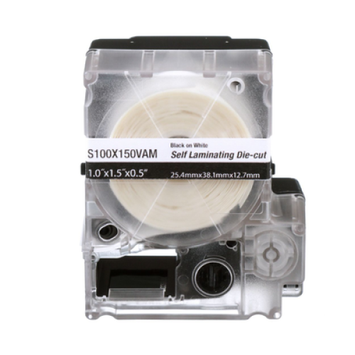 Casete de 175 Etiquetas Autolaminadas de 25.4 x 38.1 mm (1 x 1.5 pulgadas), para Cables de 4 a 8.1 mm (0.16 a 0.32 pulgadas) de Diámetro, Área de Impresión Color Blanco