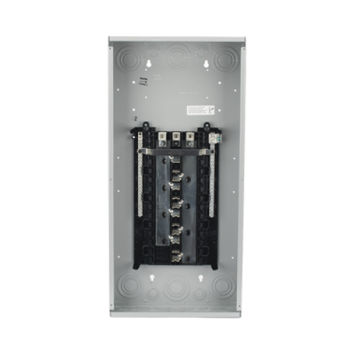 Centro de carga trifásico 3 Fases, 4 Hilos para interruptores QP, de 24 polos - 42 circuitos, 120/240vca, Barras de aluminio 200 Amp, Nema 1, uso interior. Incluye tapa.