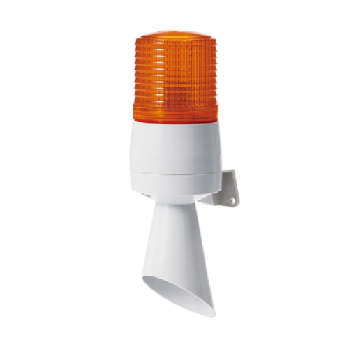 Luz LED con patrones de destello fijo y destellante con buzzer incorporado de alto volumen Máx. 95 dB color Ámbar 110 VCA