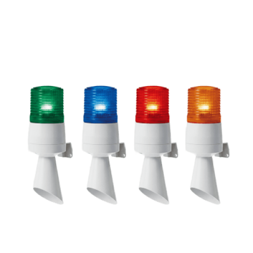 Luz LED con patrones de destello fijo y destellante con buzzer incorporado de alto volumen Máx. 95 dB color Verde 24 VCD