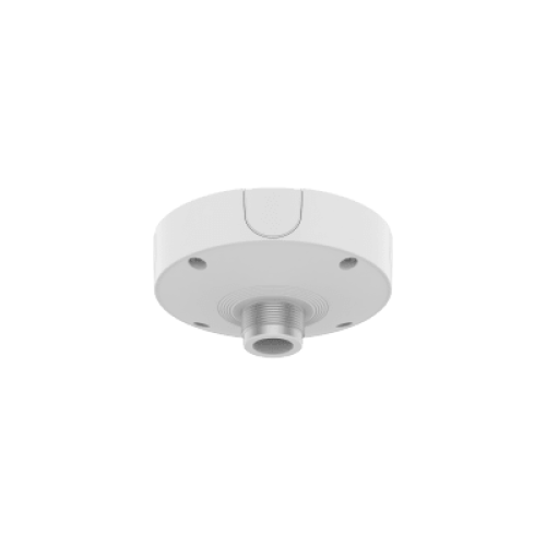 Base de Montaje para Techo SBP-180CMB / Aluminio / Color Blanco RAL9003 / Diámetro 180 mm / Peso 970 g / Tornillo TR30 / Orificio Conduit 19.1 mm / Compatible con Múltiples Modelos Hanwha
