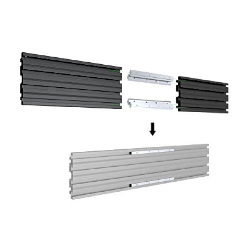 Accesorio_ Riel de Aluminio con Longitud 1750 mm | Ancho 120 mm|  Espesor 9 mm | Incluye Tapas y Tornillos | Compatible con estructura para Videowall | Diseño Modular