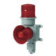 Combinación de baliza LED color roja con sirena electrónica para aplicaciones de la industria pesada  máx.120 dB a 24 VCD