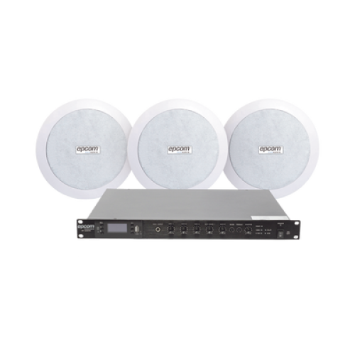 KIT de Amplificador de 120W para Rack SF120DTB | 3 Altavoces de Plafón de 5.5in SF-206P | 3.75 - 30W | Sistema 70/100V