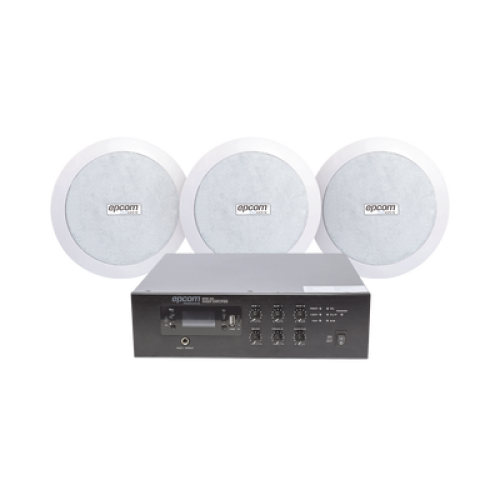 KIT de Amplificador de 120W para Escritorio | 3 Altavoces de Plafón de 5.5in | 3.75 - 30W | Sistema 70/100V