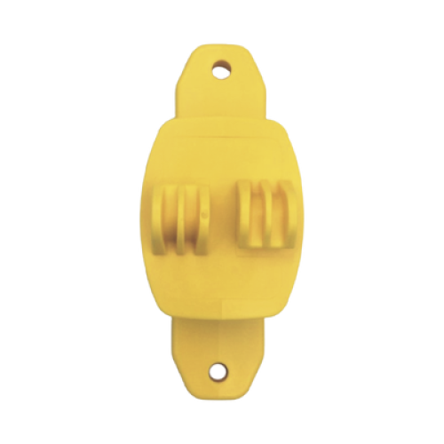Aislador de Paso color Amarillo reforzado para cercos eléctricos, resistente al clima extremoso