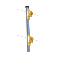 Aislador de Paso color Amarillo reforzado para cercos eléctricos, resistente al clima extremoso