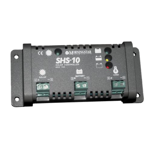 Controlador de Carga Solar PWM 10 A / 12 VCC / Desconexión Automática / IP22 / Protección Integral / Bajo Consumo 8 mA