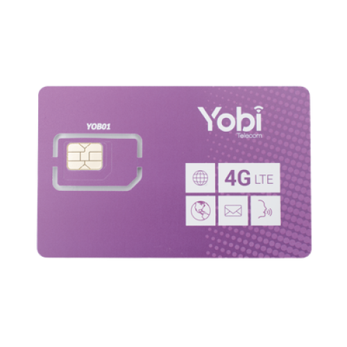 SIM Yobi para dispositivos móviles 3G/4G con recarga de 10GB cada mes durante 1 año de servicio (solo datos)
