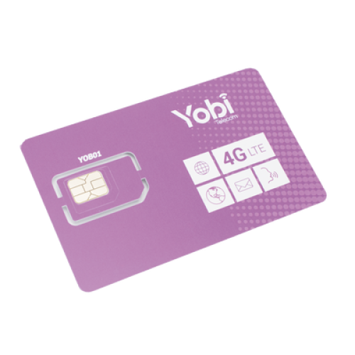 SIM Yobi para dispositivos móviles 3G/4G con recarga de 1GB cada mes durante 1 año de servicio (solo datos)