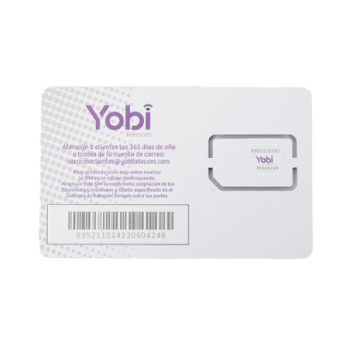 SIM Yobi para dispositivos móviles 3G/4G con recarga de 1GB cada mes durante 1 año de servicio (solo datos)