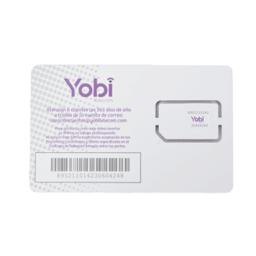 SIM Yobi para dispositivos móviles 3G/4G con recarga de 3.5GB cada mes durante 1 año de servicio (solo datos)