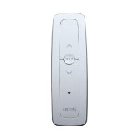 Control remoto 1 canal para motores de persiana Somfy con señal inalámbrica, instrucciones: sube, baja y detener, con posición favorita programada.