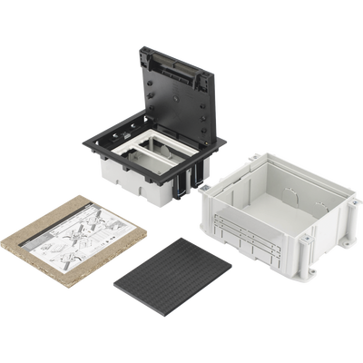 Caja de Suelo Simon Serie S / Para Voz, Datos o Contactos Eléctricos / Capacidad para 2 Módulos / Con Registro Integrado para Fijación en Concreto / Profundidad Ajustable de 70 a 100 mm (2.76 a 3.94 pulgadas) / Alta Resistencia Mecánica y Térmica