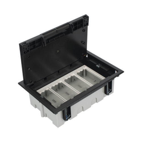 Caja Para Instalación en Piso Falso para Voz, Datos o Contactos Eléctricos / Capacidad para 4 Módulos / Espacio Embellecedor en la Tapa / Profundidad Ajustable de 90 a 120 mm (3.54 a 4.72 pulgadas) / Los Módulos se Adquieren Aparte / (SF410/14CY)
