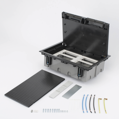 Caja Para Instalación en Piso Falso para Voz, Datos o Contactos Eléctricos / Capacidad para 6 Módulos / Espacio Embellecedor en la Tapa / Profundidad Ajustable de 90 a 120 mm (3.54 a 4.72 pulgadas) / Los Módulos se Adquieren Aparte / (SF610/14CY)