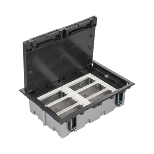 Caja Para Instalación en Piso Falso para Voz, Datos o Contactos Eléctricos / Capacidad para 6 Módulos / Espacio Embellecedor en la Tapa / Profundidad Ajustable de 90 a 120 mm (3.54 a 4.72 pulgadas) / Los Módulos se Adquieren Aparte / (SF610/14CY)