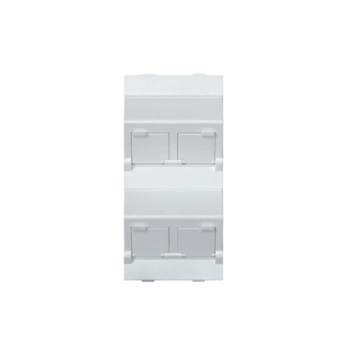 (S80CMD64/9) Placa Voz y Datos Inclinada con Guardapolvo y Adaptador Cuádruple para RJ45 Keystone