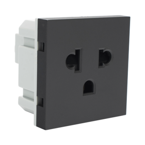 Módulo para Tomacorriente Euroamericano / Color Grafito / 45x45 mm (1.77 x 1.77 Pulgadas) / Compatible con Torres y Cajas para Escritorio de la Marca Simon