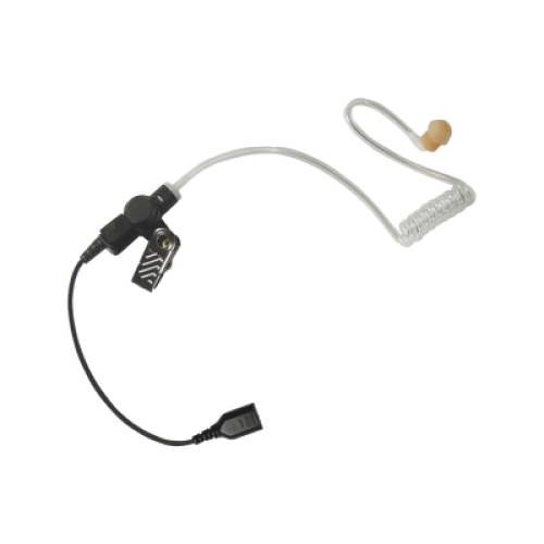 Auricular de tubo acústico transparente con cable de fibra tranzada con conector SNAP tipo MIRAGE. Requiere micrófono de solapa de 1 o 2 hilos de la Serie SNAP.