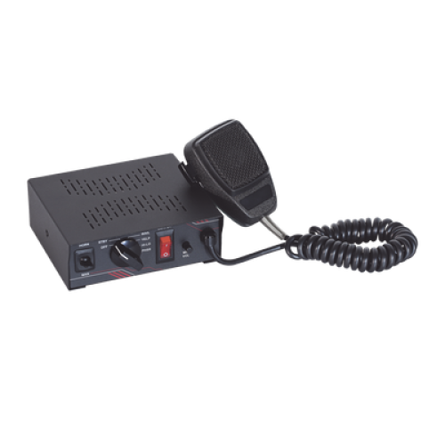 Sirena Vehicular de 100W de Potencia, Con Switch Giratorio de 6 posiciones y Micrófono Integrado de Uso Rudo