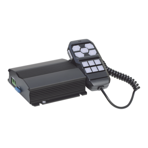 Sirena Vehicular de 100W de Potencia, Con Controlador Unimando Para Control de Tonos, 4 Salidas Auxiliares y Microfono